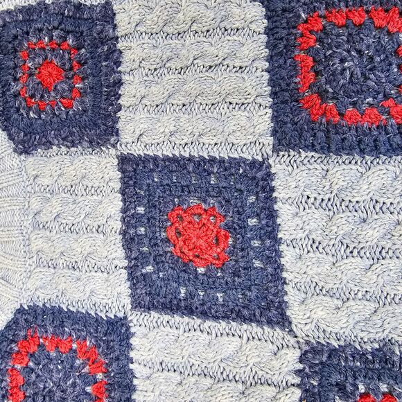 Rare VNT Liz Wear Granny Square Knit Chunky Sweater Size M - Picture 5 of 6